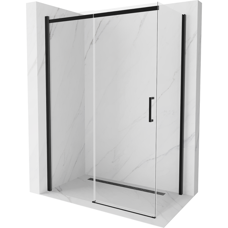 Mexen Omega разтегателна душ кабина 160 x 90 см, прозрачна, черна - 825-160-090-70-00