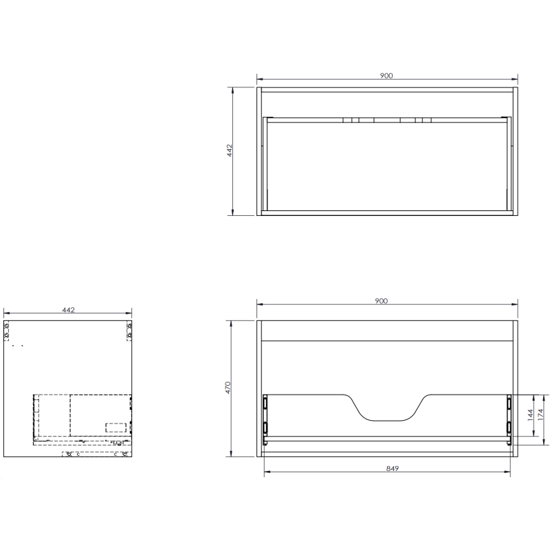 Mexen Orio шкаф за баня 90 см с мивка Vela, 1 чекмедже, черен гланц/черен мат - 91A10-09047-1-BF70-W23M71