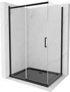 Mexen Omega душ кабина разтегляема 100 x 80 см, прозрачна, черна + подложка Flat, черна - 825-100-080-70-00-4070B