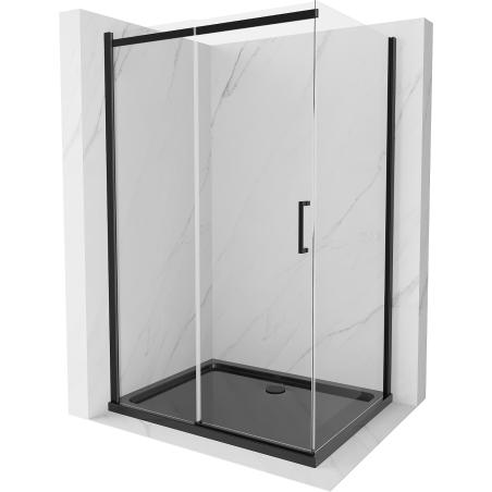 Mexen Omega плъзгаща се душ кабина 120 x 80 см, прозрачна, черна + плосък
