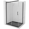 Mexen Omega плъзгаща се душ кабина 120 x 80 см, прозрачно, черно + корито Flat, черно - 825-120-080-70-00-4070B