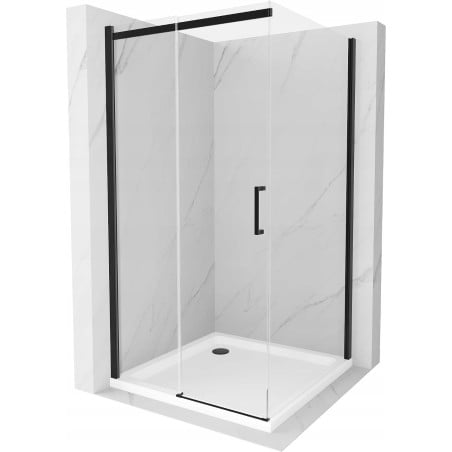Mexen Omega плъзгаща се душ кабина 100 x 100 см, прозрачна, черна + тава Flat, бяла - 825-100-100-70-00-4010B