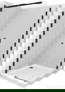 Mexen Omega плъзгаща се душ кабина 100 x 100 см, прозрачна, черна + тава Flat, бяла - 825-100-100-70-00-4010B