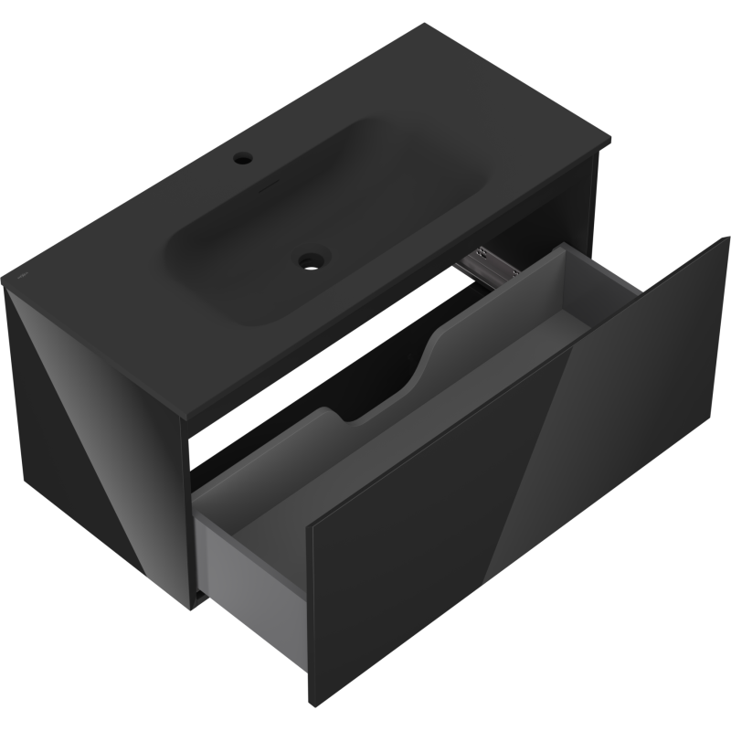 Mexen Orio шкаф за баня 100 см с мивка Vela, 1 чекмедже, черен гланц/черен мат - 91A10-10047-1-BF70-W23M71