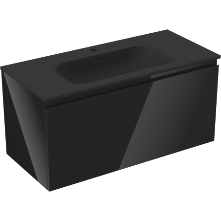 Mexen Orio шкаф за баня 100 см с мивка Vela, 1 чекмедже, черен гланц/черен мат - 91A10-10047-1-BF70-W23M71