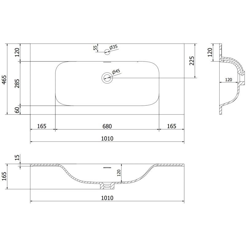 Mexen Orio шкаф за баня 100 см с мивка Vela, 1 чекмедже, черен гланц/черен мат - 91A10-10047-1-BF70-W23M71