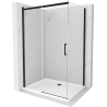 Mexen Omega душ кабина плъзгаща 130 x 100 см, прозрачна, черна + поддон Flat, бял - 825-130-100-70-00-4010B