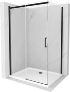 Mexen Omega душ кабина плъзгаща 130 x 100 см, прозрачна, черна + поддон Flat, бял - 825-130-100-70-00-4010B