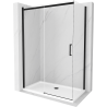 Mexen Omega душ кабина с плъзгащи се врати 140 x 80 см, прозрачна, черна + подложка Flat, бяла - 825-140-080-70-00-4010B