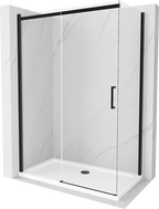 Mexen Omega разчекваща душ кабина 140 x 80 см, прозрачна, черна + душ поддушник