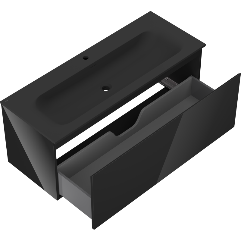 Mexen Orio баня шкаф 120 cm с мивка Vela, 1 чекмедже, черен гланц/черен мат - 91A10-12047-1-BF70-W23M71