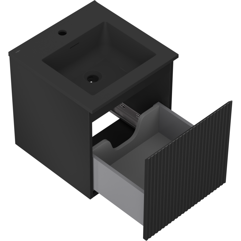 Mexen Rivel баня шкаф 45 см с мивка Otis, 1 чекмедже, релефен, черен мат - 91A20-04547-1-BF71-W18M71