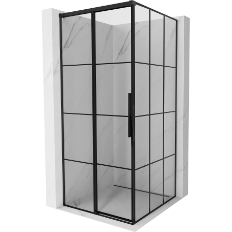 Mexen Rox плъзгаща се лява душ кабина 120 x 120 см, черна решетка, черна - 8C2-120-120-70-77-L