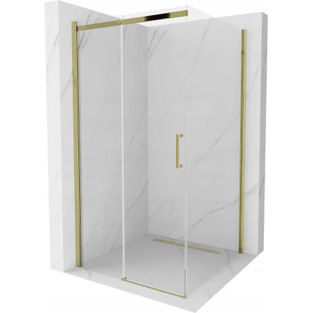 Mexen Omega плъзгаща се душ кабина 100 x 100 см, прозрачна, златна - 825-100-100-50-00