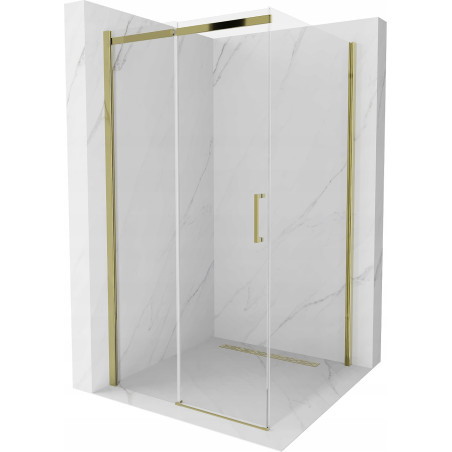 Mexen Omega разтегаема душ кабина 100 x 100 см, прозрачна, златна - 825-100-100-50-00