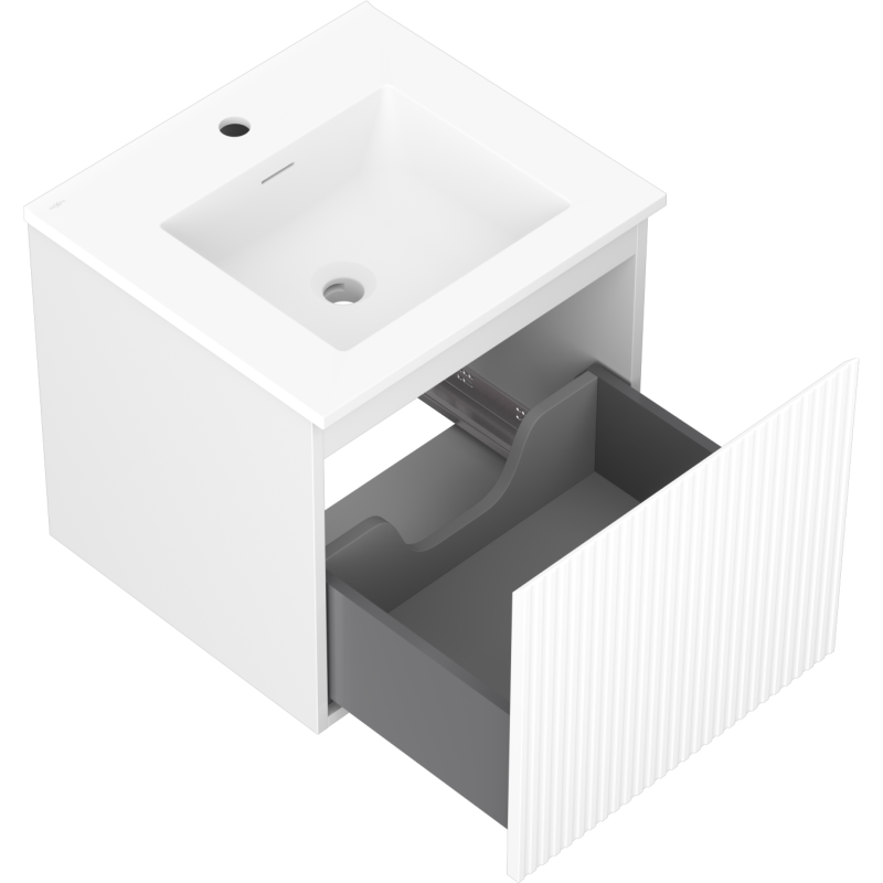 Mexen Rivel шкаф за баня 50 см с мивка Otis, 1 чекмедже, наслоена, бял мат - 91A20-05047-1-BF01-W18M01