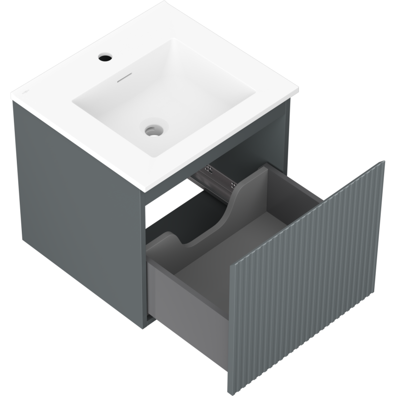 Mexen Rivel шкаф за баня 50 см с мивка Otis, 1 чекмедже, набразден, графит мат/бял мат - 91A20-05047-1-BF66-W18M01