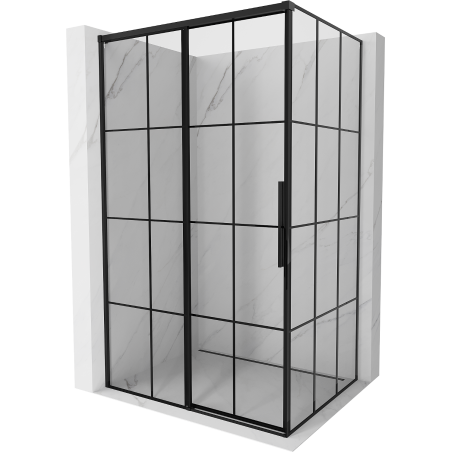 Mexen Rox плъзгаща се душ кабина лява 160 x 120 см, черна решетка, черна - 8C2-160-120-70-77-L