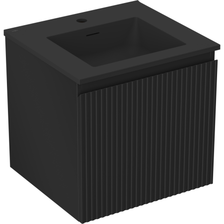 Mexen Rivel шкаф за баня 50 см с мивка Otis, 1 чекмедже, гофриран, черен мат