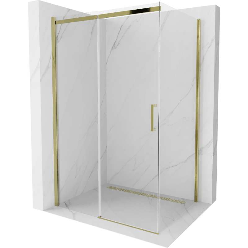 Mexen Omega душ кабина разтегателна 120 x 80 см, прозрачно, златно - 825-120-080-50-00