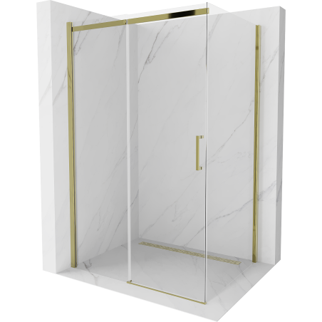 Mexen Omega плъзгаща се душ кабина 120 x 100 см, прозрачна, златна - 825-120-100-50-00
