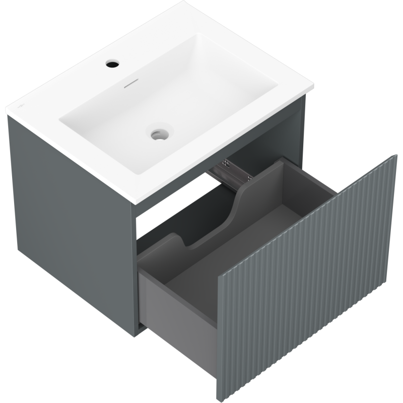 Mexen Rivel шкафче за баня 60 см с мивка Otis, 1 чекмедже, оребрено, графит