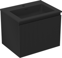 Mexen Rivel шкафче за баня 60 см с мивка Otis, 1 чекмедже, рифеловано, черен мат - 91A20-06047-1-BF71-W18M71