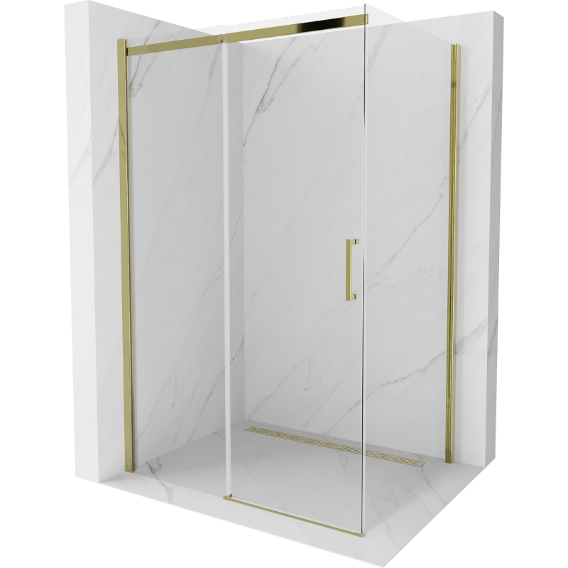 Mexen Omega душ кабина плъзгаща 130 x 90 см, прозрачен, златен- 825-130-090-50-00
