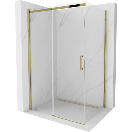 Mexen Omega душ кабина раздвижна 130 x 100 см, прозрачна, златна - 825-130-100-50-00