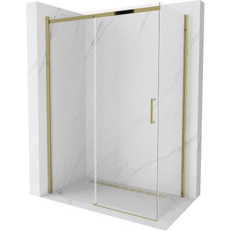 Mexen Omega плъзгаща се душ кабина 140 x 80 см, прозрачна, златна - 825-140-080-50-00