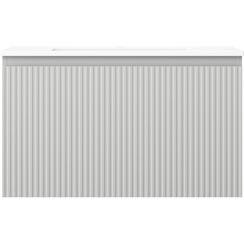 Mexen Rivel шкаф за баня 80 см с мивка Otis, 1 чекмедже, с гравирани ламели , сив мат/бял мат - 91A20-08047-1-BF62-W18M01