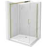Mexen Omega плъзгаща се душ кабина 100 x 80 см, прозрачна, златна + поддон Flat