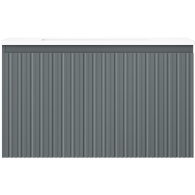 Mexen Rivel шкаф за баня 80 см с мивка Otis, 1 чекмедже, оребрен, графит мат/бяло мат - 91A20-08047-1-BF66-W18M01