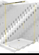 Mexen Omega плъзгаща се душ кабина 100 x 100 см, прозрачна, златна + душ кабина Flat - 825-100-100-50-00-4010