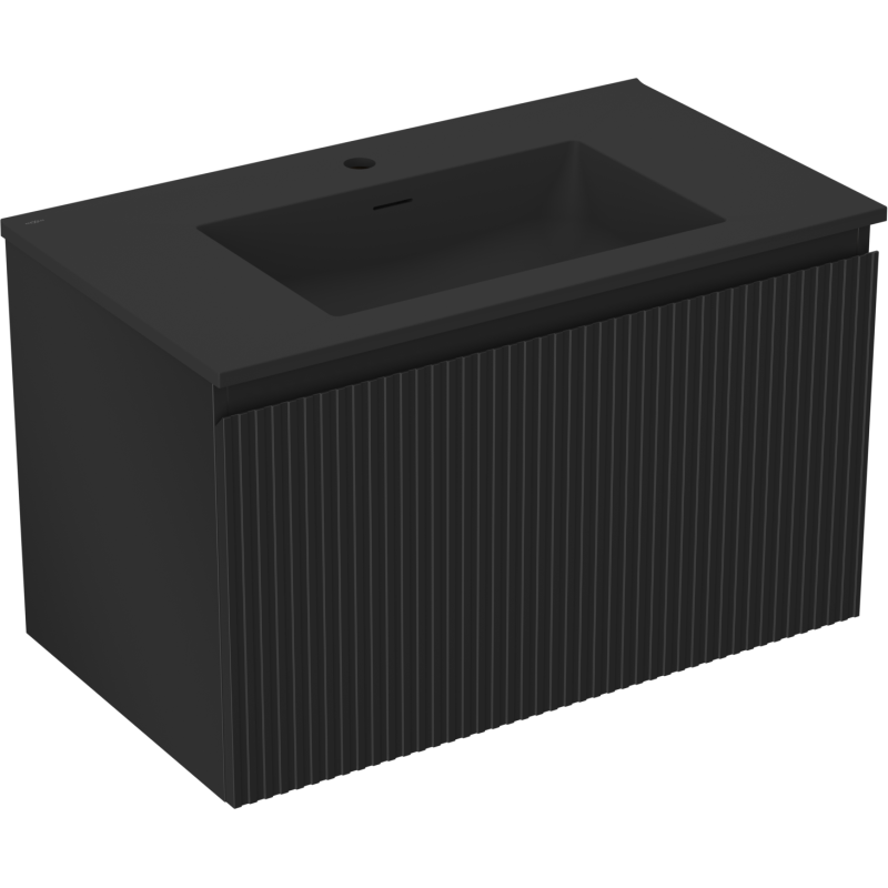 Mexen Rivel баня шкаф 80 см с мивка Otis, 1 чекмедже, оребрена, черен мат - 91A20-08047-1-BF71-W18M71