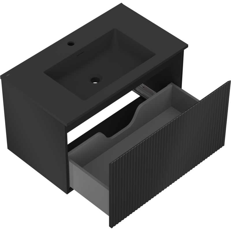 Mexen Rivel баня шкаф 80 см с мивка Otis, 1 чекмедже, оребрена, черен мат - 91A20-08047-1-BF71-W18M71