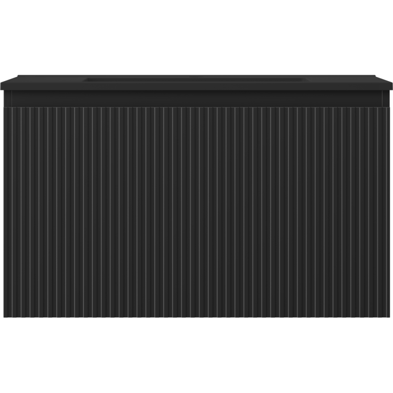 Mexen Rivel баня шкаф 80 см с мивка Otis, 1 чекмедже, оребрена, черен мат - 91A20-08047-1-BF71-W18M71