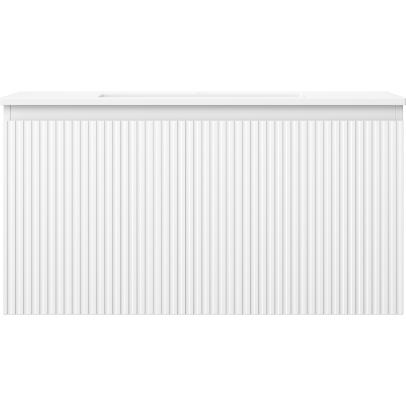 Mexen Rivel баня шкаф 90 см с умивалник Otis, 1 чекмедже, оребрена, бял мат