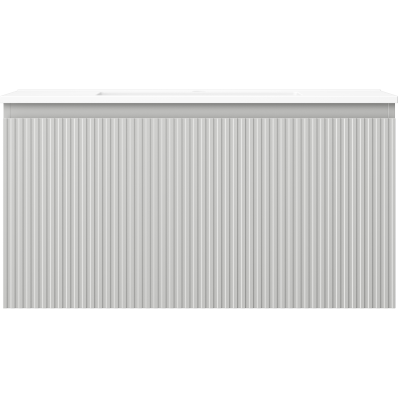 Mexen Rivel баня шкаф 90 см с мивка Otis, 1 чекмедже, рифелован, сив мат/бял мат - 91A20-09047-1-BF62-W18M01