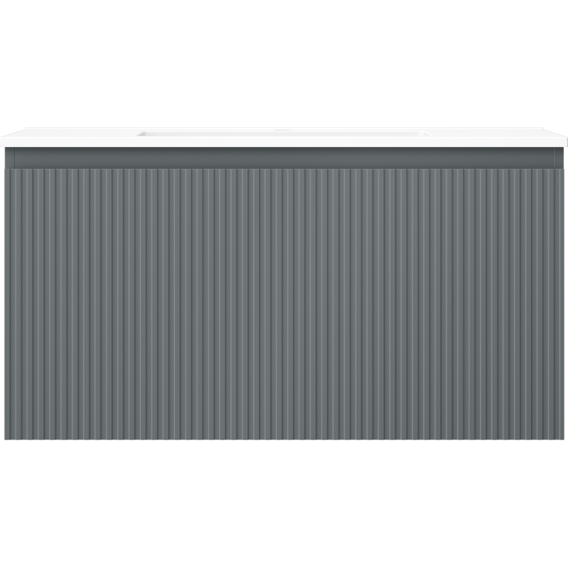 Mexen Rivel шкаф за баня 90 см с мивка Otis, 1 чекмедже, набразден, графит мат/бял мат - 91A20-09047-1-BF66-W18M01