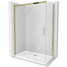 Mexen Omega плъзгаща се душ кабина 130 x 70 см, прозрачна, златиста + корито Flat - 825-130-070-50-00-4010