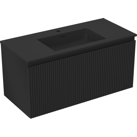 Mexen Rivel баня шкаф 100 см с мивка Otis, 1 чекмедже, надиплено, черен мат - 91A20-10047-1-BF71-W18M71