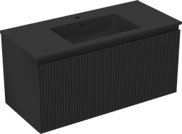 Mexen Rivel баня шкаф 100 см с мивка Otis, 1 чекмедже, надиплено, черен мат - 91A20-10047-1-BF71-W18M71