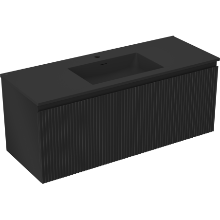 Mexen Rivel шкаф за баня 120 см с мивка Otis, 1 чекмедже, оребрен , черен мат - 91A20-12047-1-BF71-W18M71