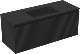 Mexen Rivel шкаф за баня 120 см с мивка Otis, 1 чекмедже, оребрен , черен мат - 91A20-12047-1-BF71-W18M71