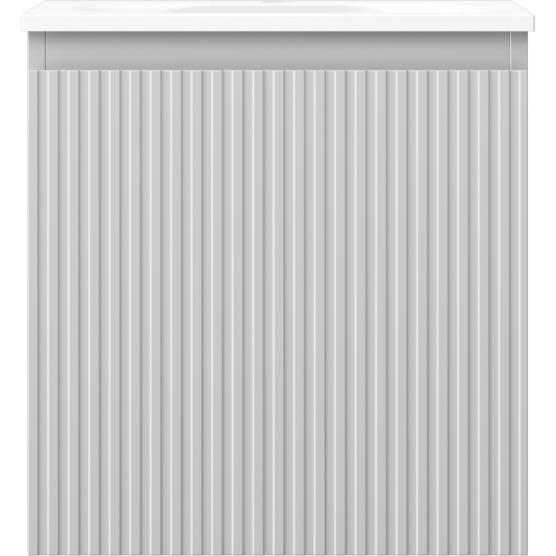 Mexen Rivel шкаф за баня 45 см с мивка Vela, 1 чекмедже, оребрен, сив мат/бял мат