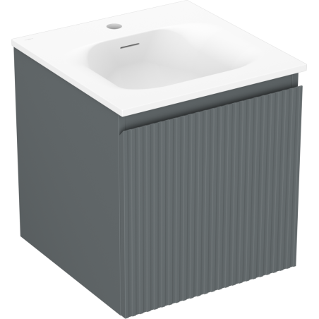 Mexen Rivel шкаф за баня 45 см с мивка Vela, 1 чекмедже, оребрен, графит мат/бял