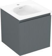 Mexen Rivel шкаф за баня 45 см с мивка Vela, 1 чекмедже, оребрен, графит мат/бял