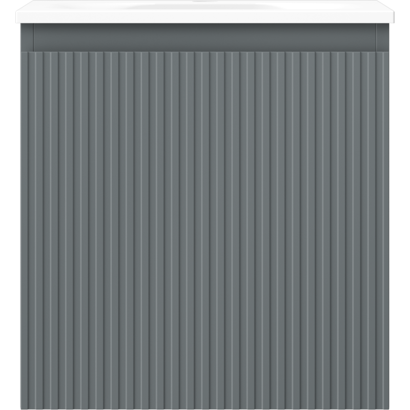 Mexen Rivel шкаф за баня 45 см с мивка Vela, 1 чекмедже, оребрен, графит мат/бял