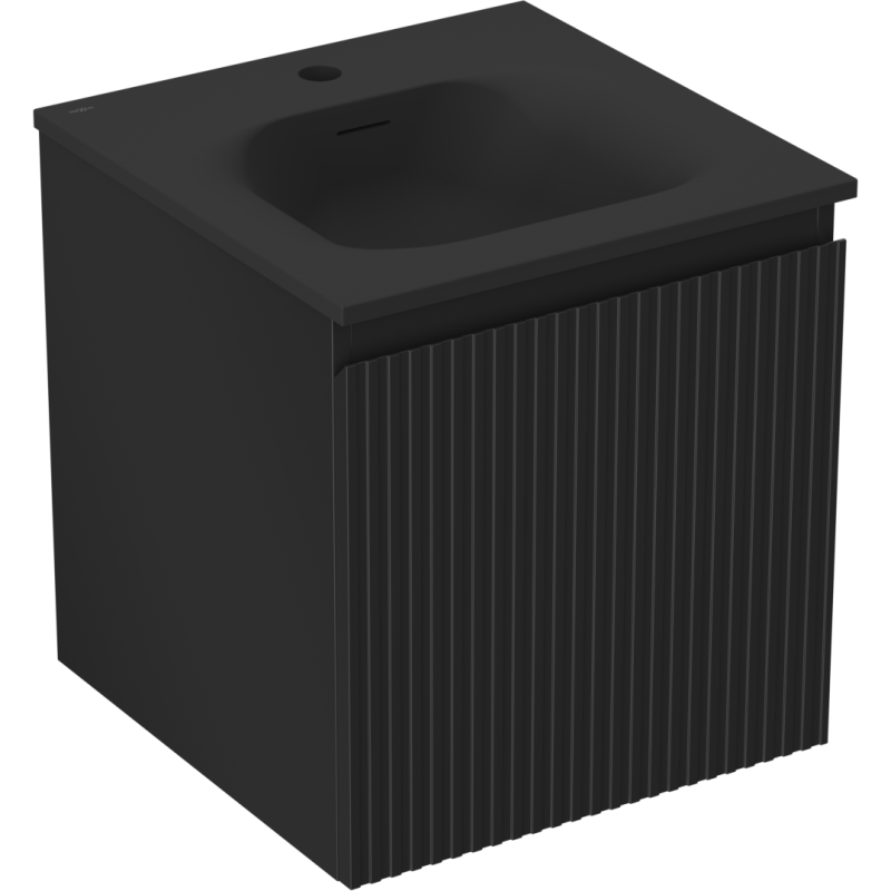 Mexen Rivel шкаф за баня 45 см с мивка Vela, 1 чекмедже, набразден, черен мат